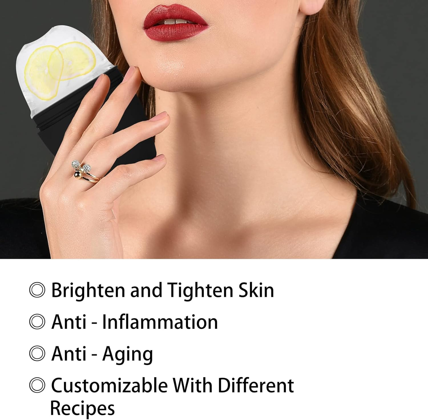 Facial Roller, Qewro Silicone Ice Facial Rollers for Tone Skin, Reusable Eye Puffiness Relief, Ice Roller Mold for Neck, Facial Roller to Remove Fine Lines Pores anti Wrinkles (Black) - Black image number 5