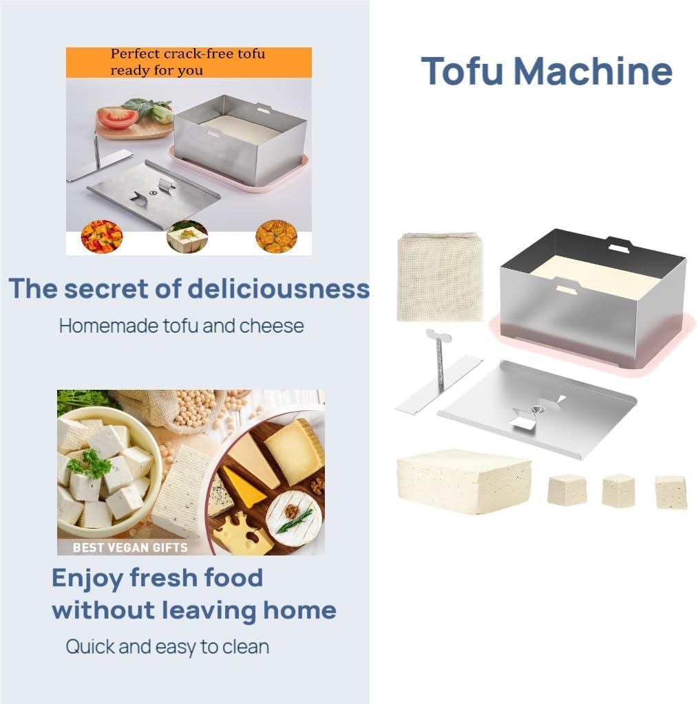 Alerrawia Tofu Presses Tofu Press, Stainless Steel Tofu Presses, Adjustable Paneer Maker with Drain Hole and Drip Tray 304 Food Grade Stainless Steel Tofu Making Mold image number 3