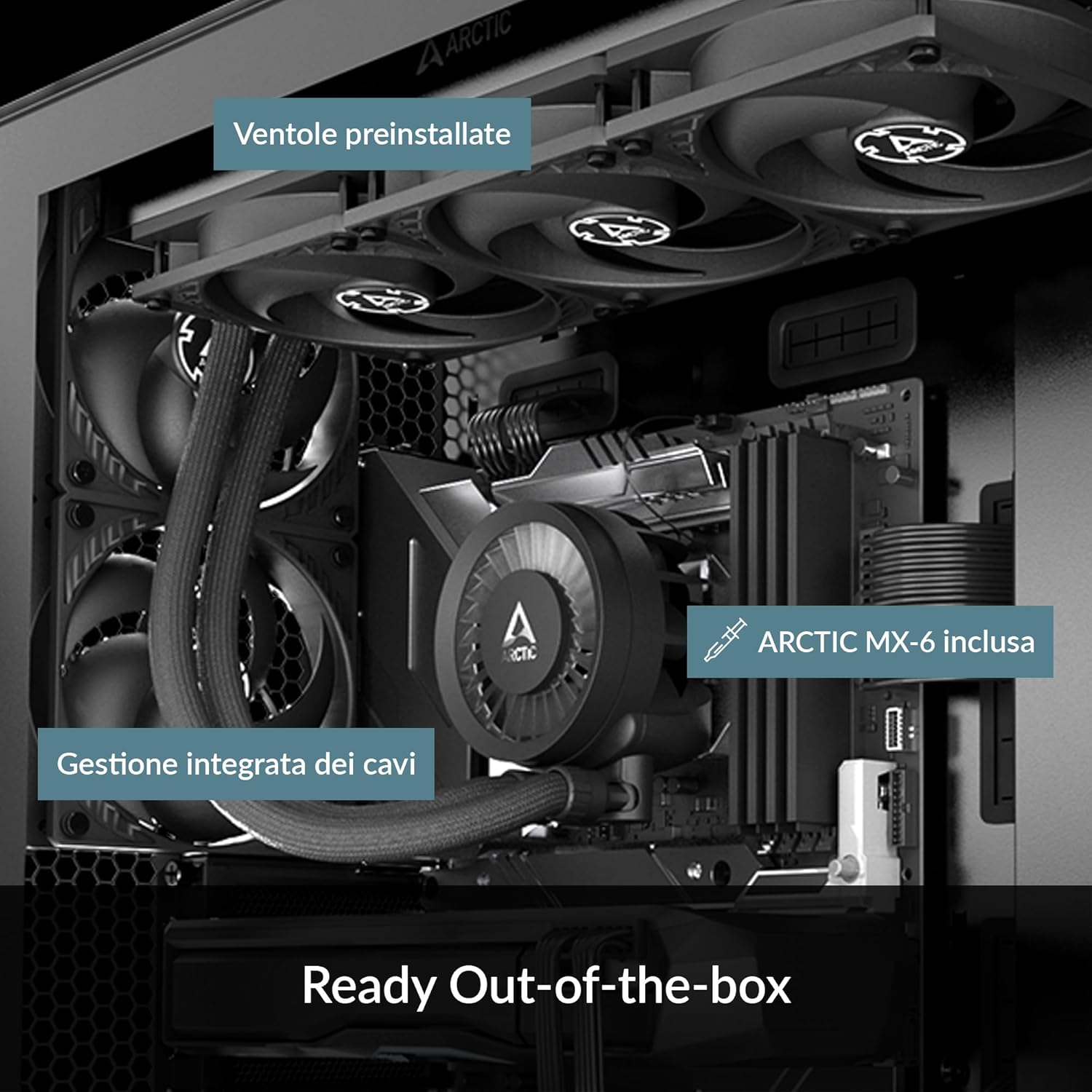 ARCTIC Liquid Freezer III 360 - Water Cooling PC, All-In-One CPU AIO Water Cooler, Intel & AMD Compatible, Efficient Pwm-Controlled Pump, Fan: 200-1800 RPM, LGA1851 and LGA1700 Contact Frame - Black image number 2