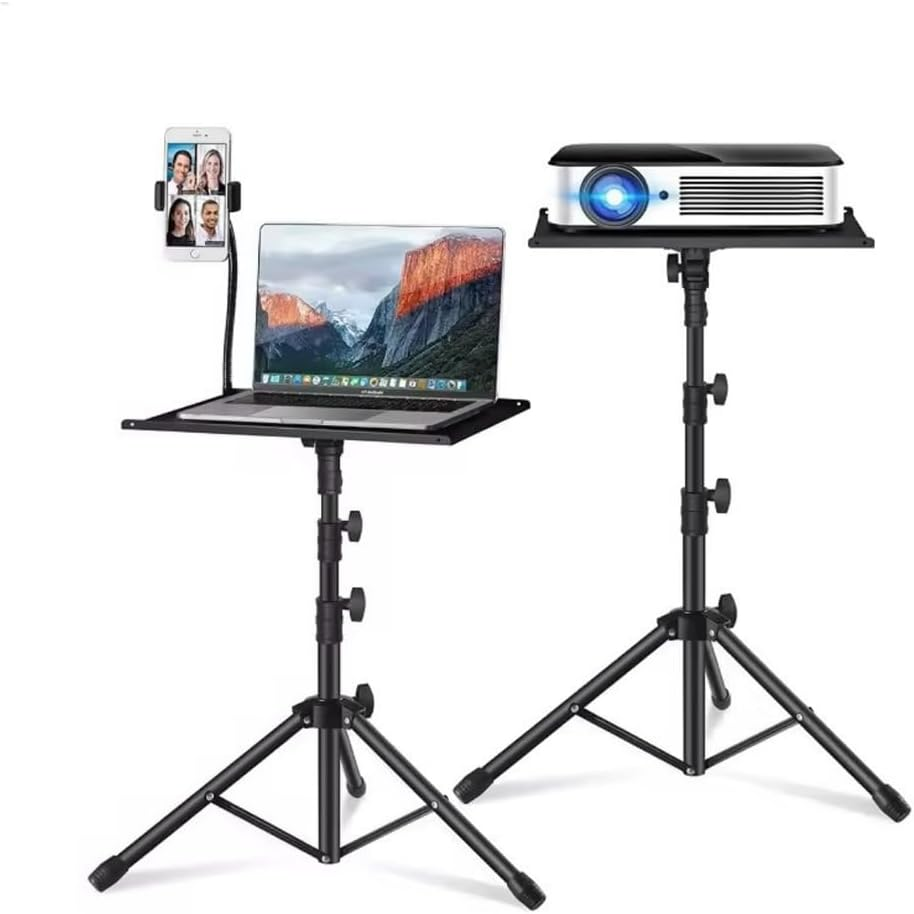 ZEEK PRIME - Adjustable Laptop Tripod Stand with Phone Mount &ndash; Heavy-Duty Alloy Construction, Height Adjustable from 0.65&ndash;1.6M, Load Capacity 15Kg | Portable Projector & Laptop Holder for Home,Office. image number 2