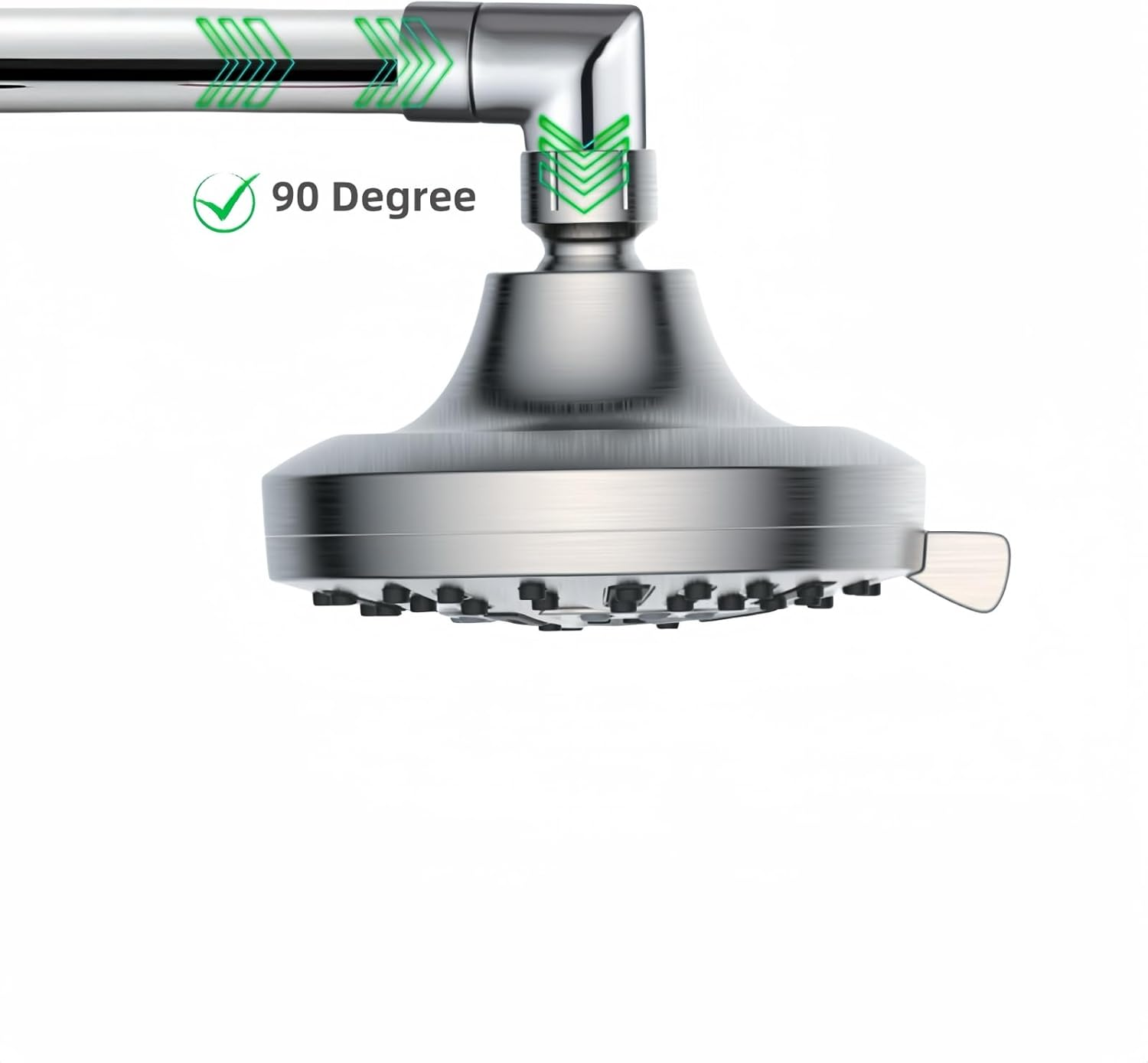 Shower Head Adapter,Solid Brass 135 Degree Shower Elbow Adapter,G1/2" Shower Head Extension Arm Connector (Chrome) (Spinable&90&deg;)