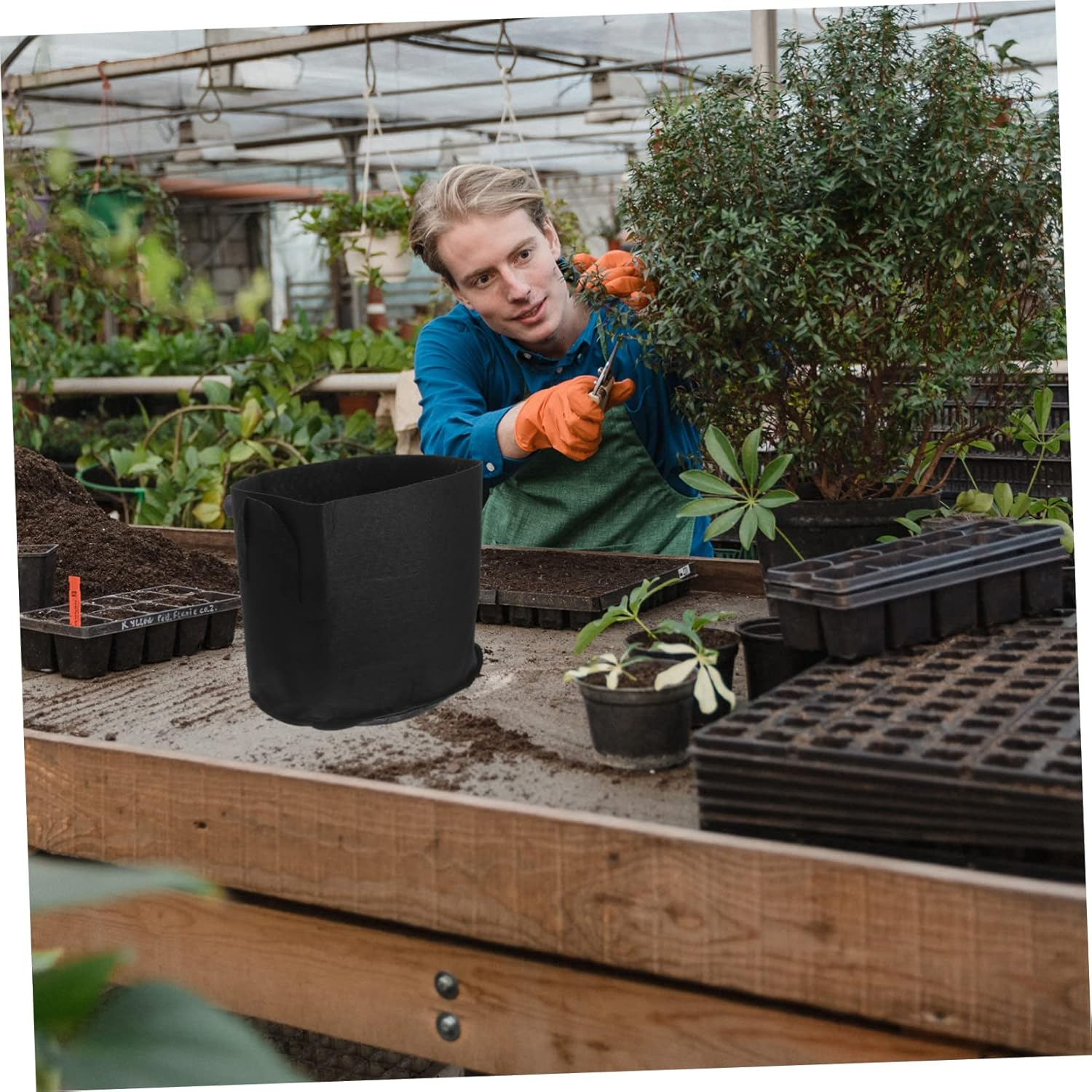 Yardwe Thickened Non-Woven Fabric Grow Bags 6Pcs 3-Gallon Planting Pouches for Vegetables Flowers Nursery Ventilated Design Sturdy Black Gardening Plant Grow Bags for Garden and Patio Use