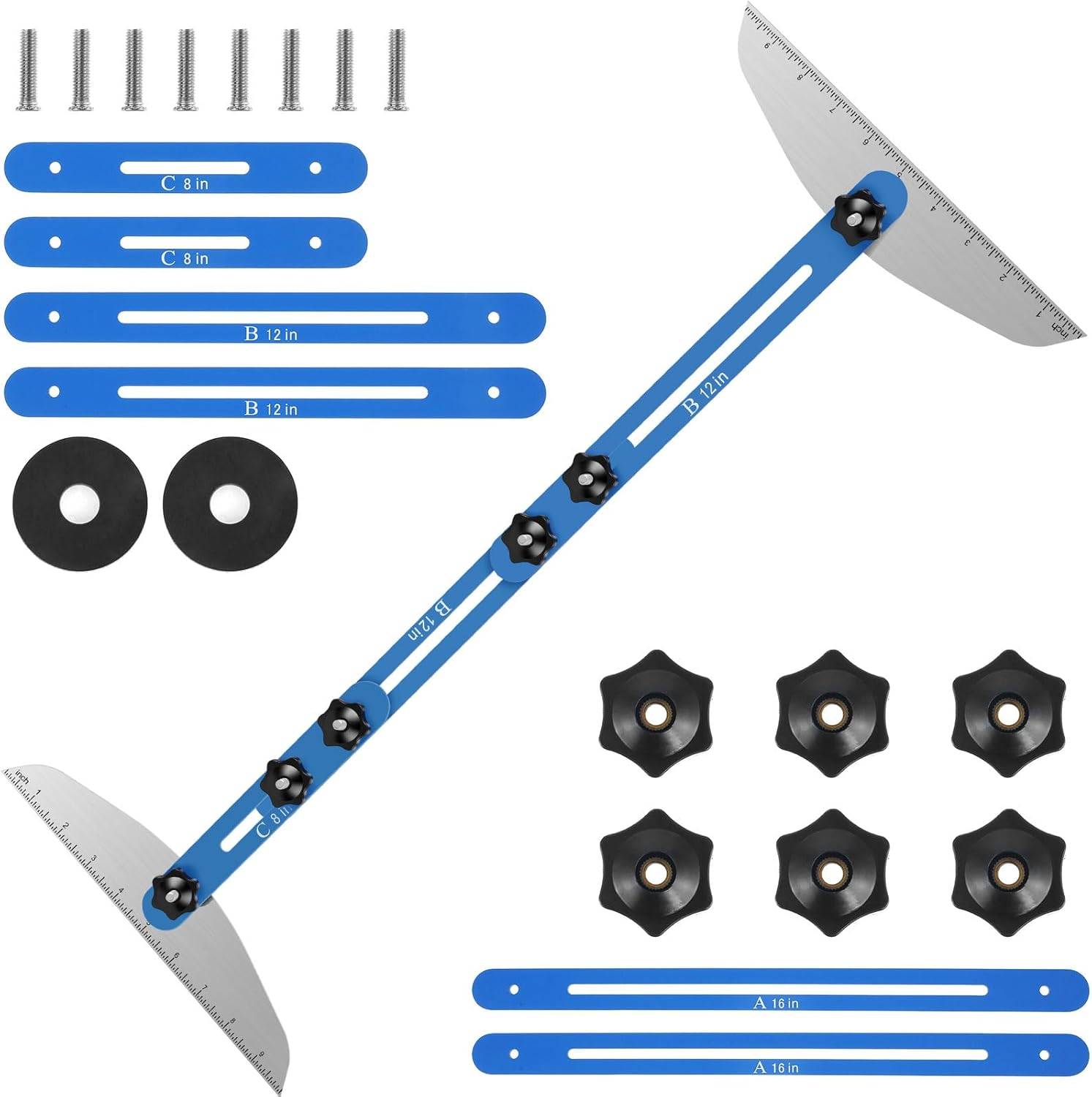 Stair Tread Gauge Template Tool, Adjustable Aluminum Alloy Measuring Stair Tool, 11-60 Inch High Precision Stair Tread Jig for Stairs Risers Partitions Shelf and Cutting Drywall image number 3