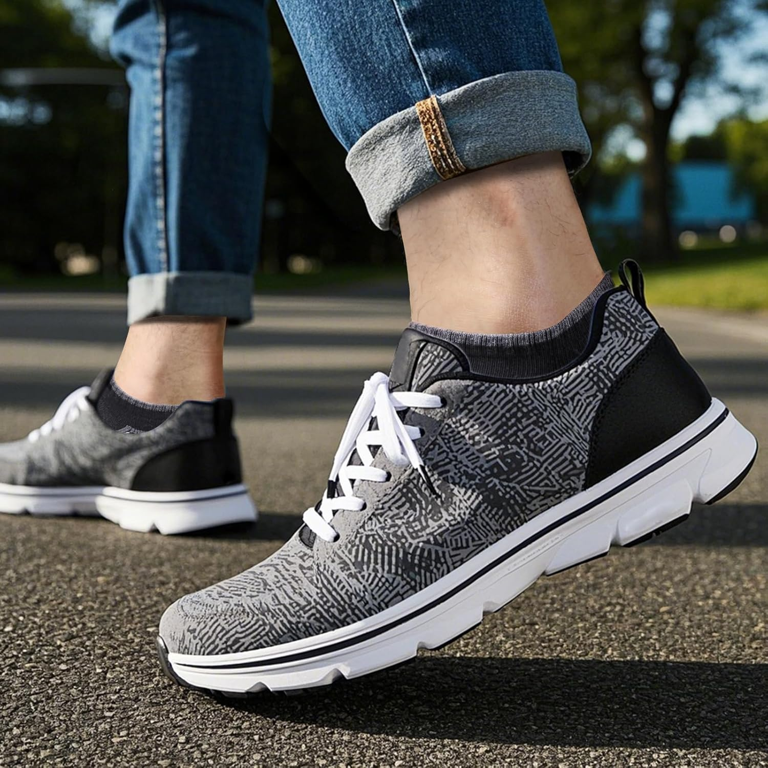 YUEDGE Mens Ankle Socks for Men, Breathable Wicking Cushioned Running Socks Low Cut Gym Atheltic Sports Socks, 5 Pairs/Pack image number 4