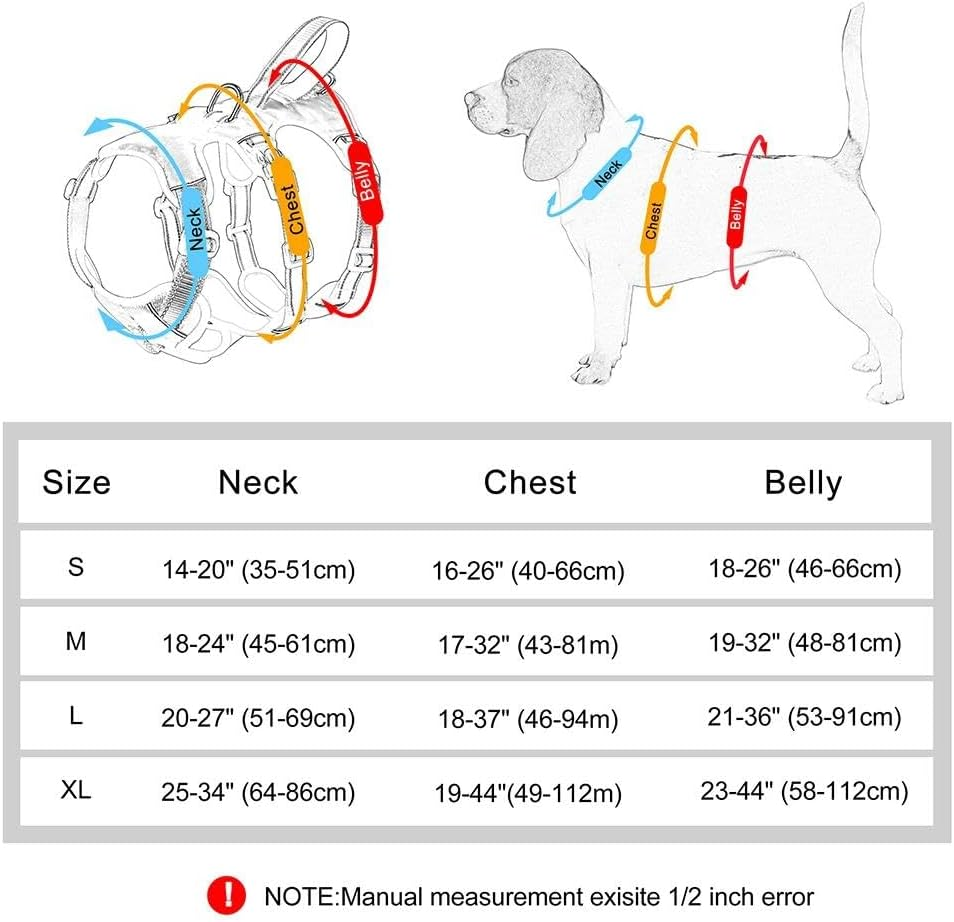 Outdoor Waterproof Reflective Dog Harness Nylon Dog Harness Vest Pet Camping Hunting Training Harness for Pitbull Labrador French Bulldog,B,L image number 4