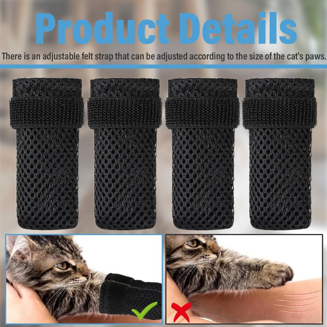 MIRKUZI Paw Protectors for Dogs, 4 Pack Paw Protectors for Dogs and Cats, Adjustable Mesh Paw Protector for Cats, Mesh Nail Clippers for Bathing Pets (S) image number 5