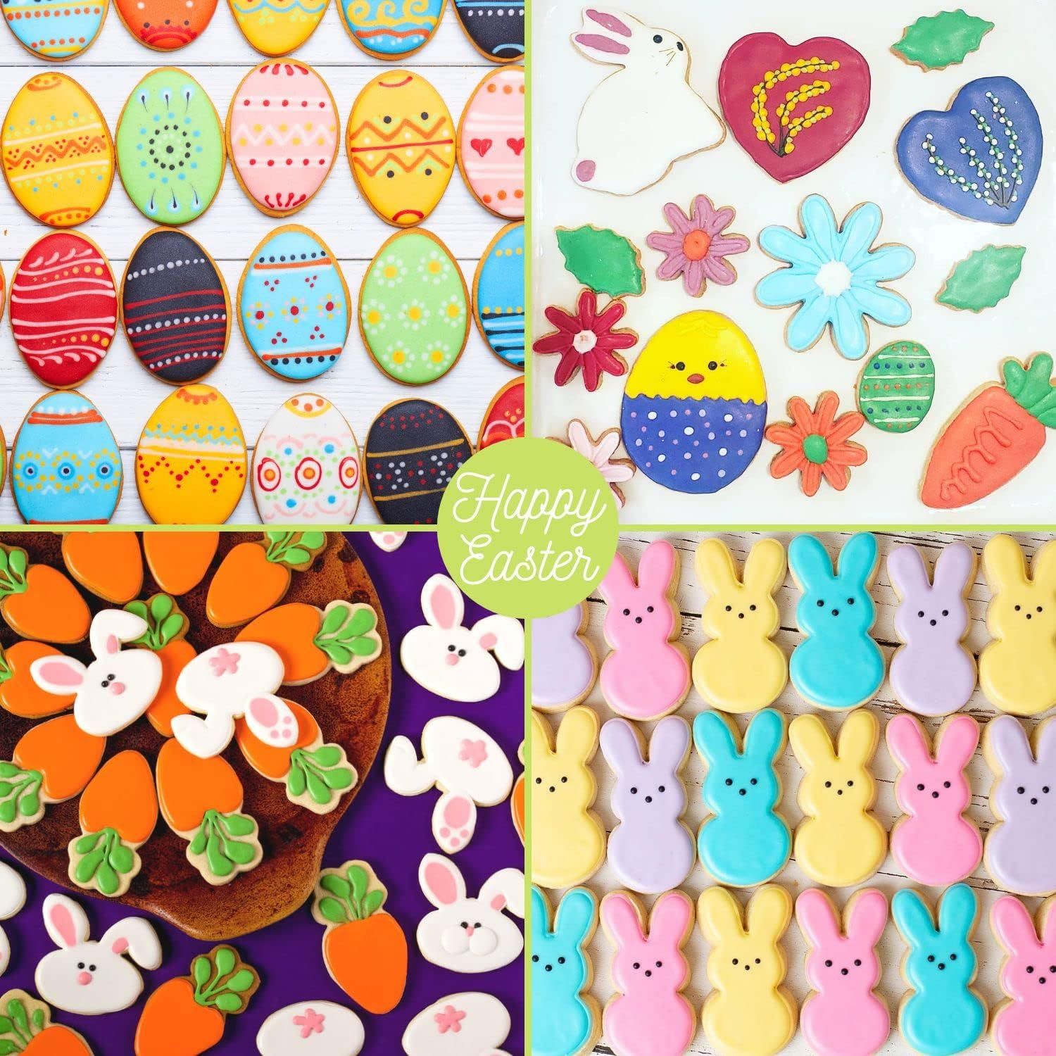 Crethinkaty Easter Cookie Cutter Set - 5 Pieces Stainless Steel Cutters for Baking - Egg, Carrot, Rabbit, Bunny Face,And Bunny