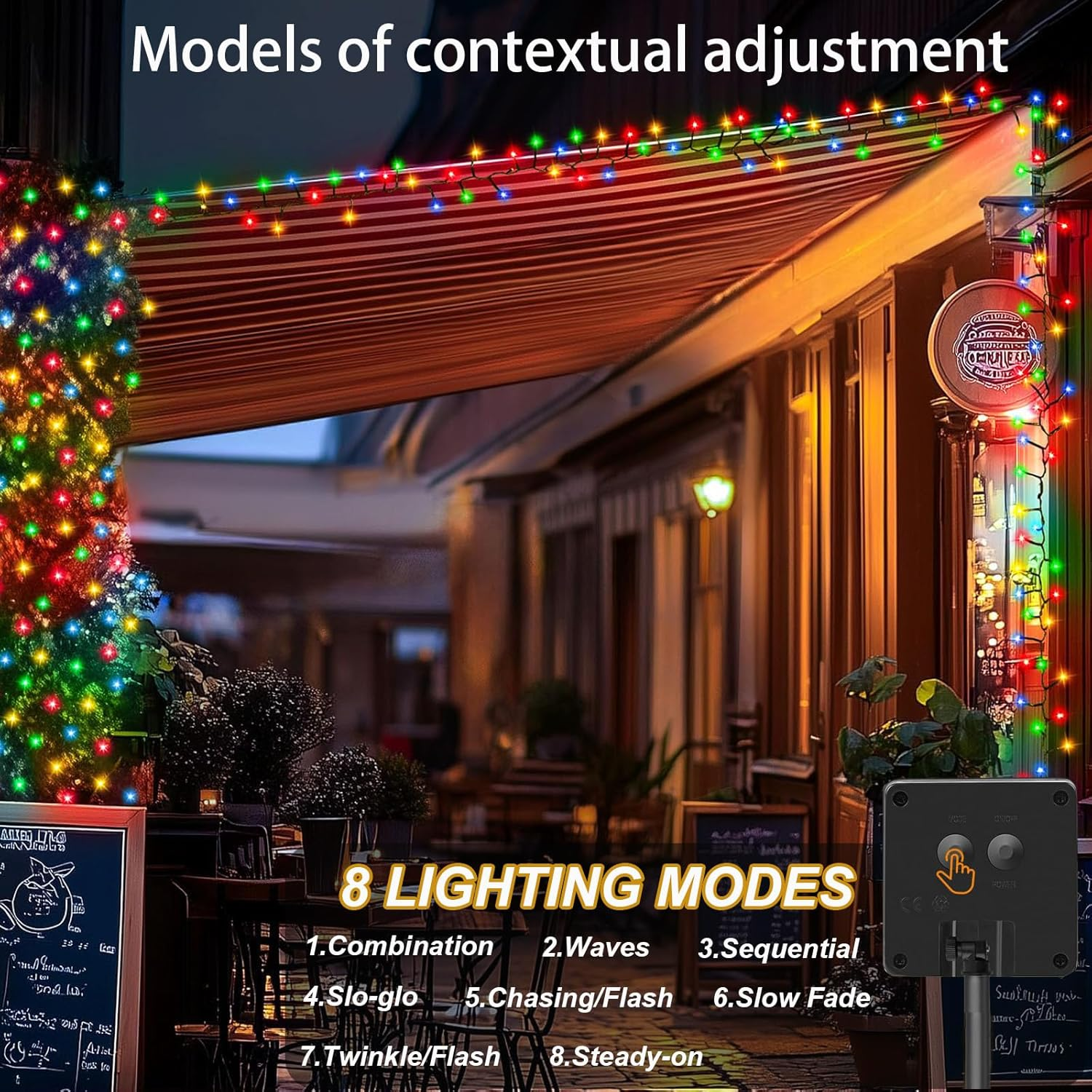 Solar String Lights for Outside, 2X12M 200 LED Christmas Solar String Lights with 8 Lighting Modes, Waterproof Solar Lights for outside Tree Party Decor (2 Packs Clourful) image number 6