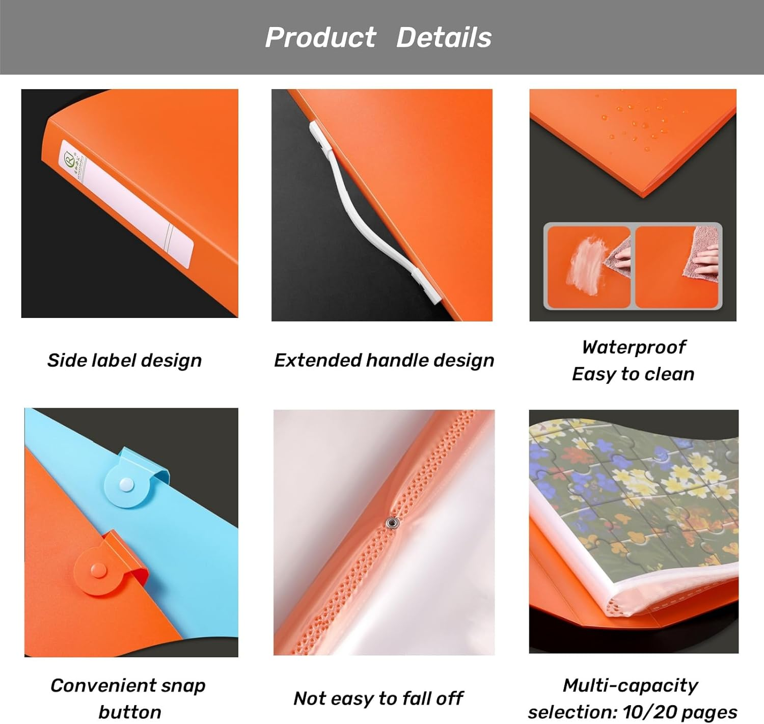 Large Puzzle Storage Folder 1000-Piece Puzzle Storage Keeper with 10/20 Pages Side Insertion Puzzle Organizer Album Saver for Valentine Day Gift (Black1,20Pages) image number 6