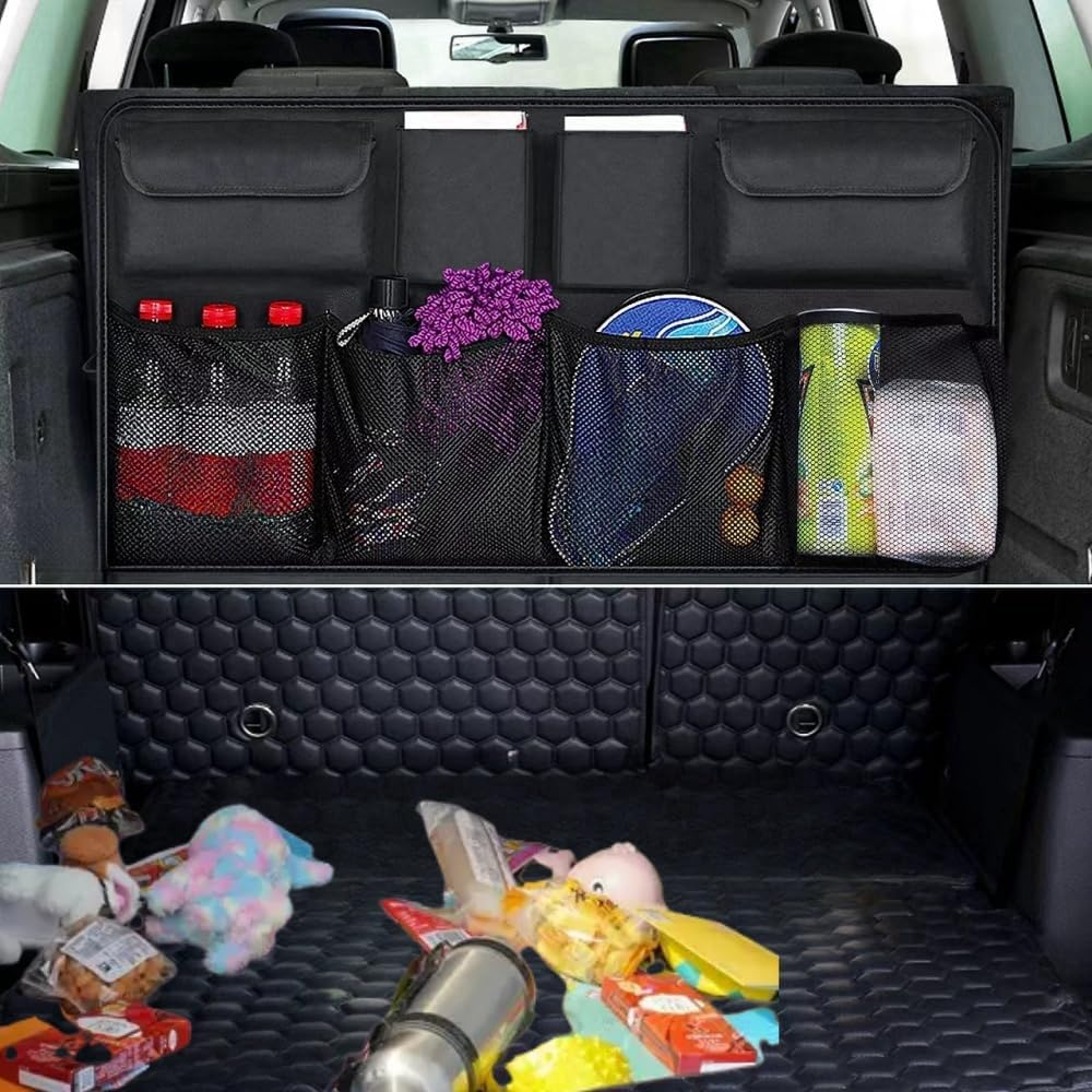 Car Trunk Organizer and Storage, Car Hanging Boot Organisers with 8 Enlarged Pockets,Car Trunk Organizer，Backseat Hanging Bag, Car Boot Tidy Storage Bag image number 2