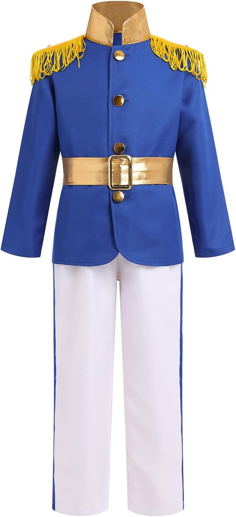 FYMNSI Prince Charming Costume for Kids Boys Halloween Carnival Cosplay Party Fancy Dress up Tunic Top Pants Crown Scepter Set image number 6