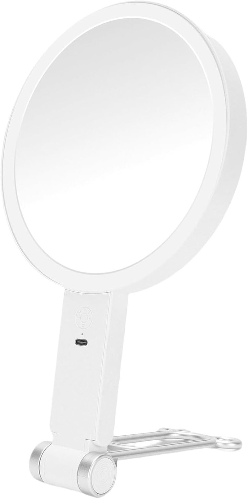 TARSHYRY LED Lighted Makeup Mirror Tabletop, Handheld Magnifying Makeup Mirror, Double Sided 30X/1X LED USB Rechargeable 3 Color Temperature, Foldable for Travel (White) image number 2
