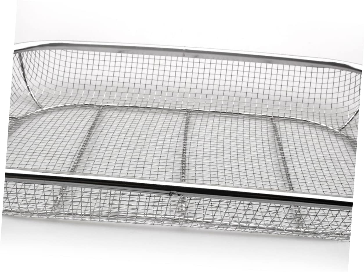 Sosoport Grill Basket Barbecue Basket Stainless Steel Food Tray Strainer Tray for BBQ Portable Handle Design