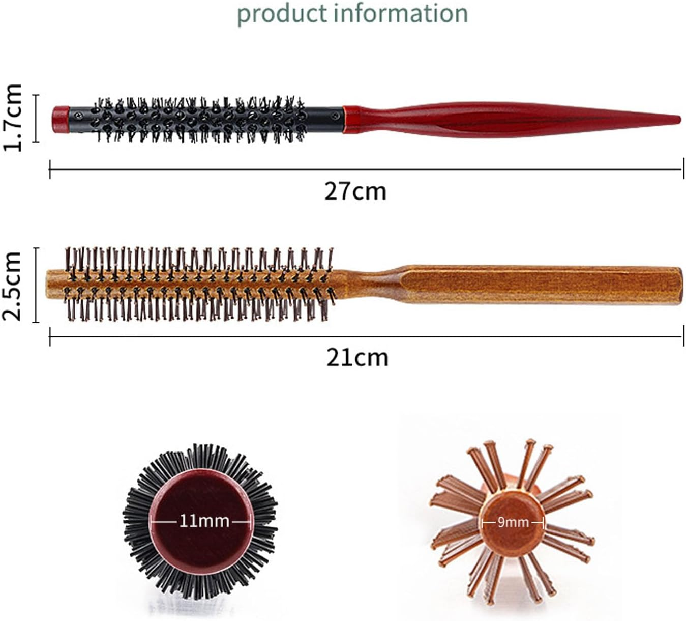 YIQFOCA 2Pcs Roller Hair Combs,Small round Brush for Blow Drying and Curling,Round Hair Styling Brush Curling Hair Brush for Women and Menfor Thin Hair,Bangs,Beard,Lifting,Curling image number 3