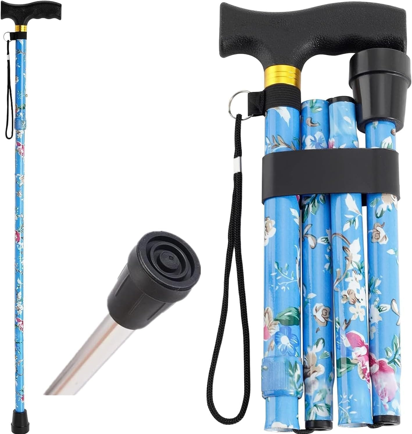 Senior Folding Cane, Hiking Cane, Hiking Cane, Senior Folding Cane, Senior and Adult Folding Cane, Mobility Aid, Men'S and Women'S Folding Pocket Cane (Blue) image number 2