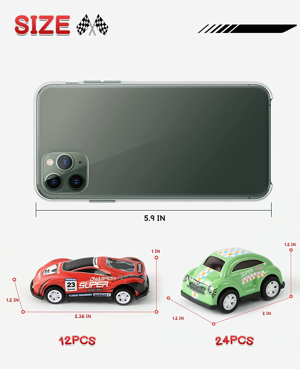 36 Pack Pull Back Cars, Friction Mini Toy Cars Fun Bulk Race Car Set for Kid Ages 3 4 5 6 Years Old, Boys and Girls Christmas Birthday Party Gifts, and Treasure Box Toys for Classroom image number 6