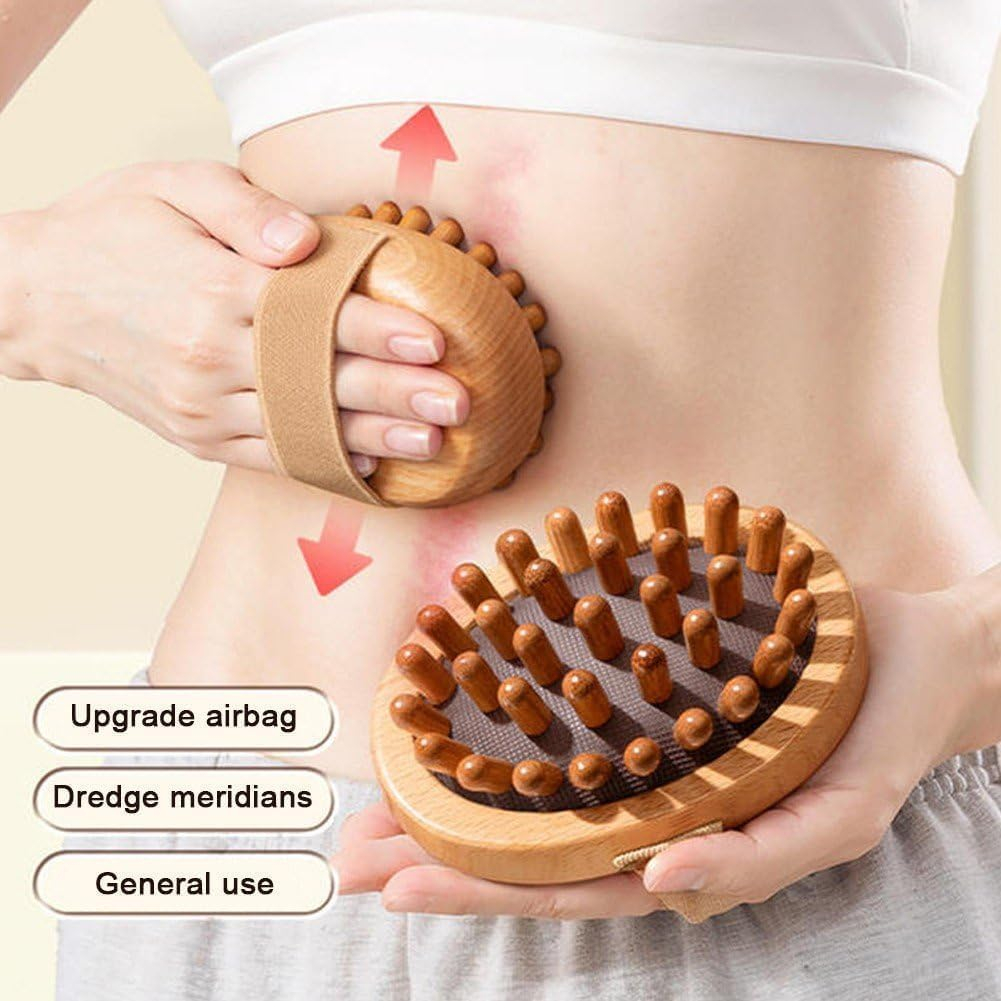 Fokmuaex Wooden Acupressure Massage Brush - Full Body Meridian Therapy Tool for Back, Legs & Feet - Stimulates Blood Circulation & Relieves Muscle Fatigue image number 1