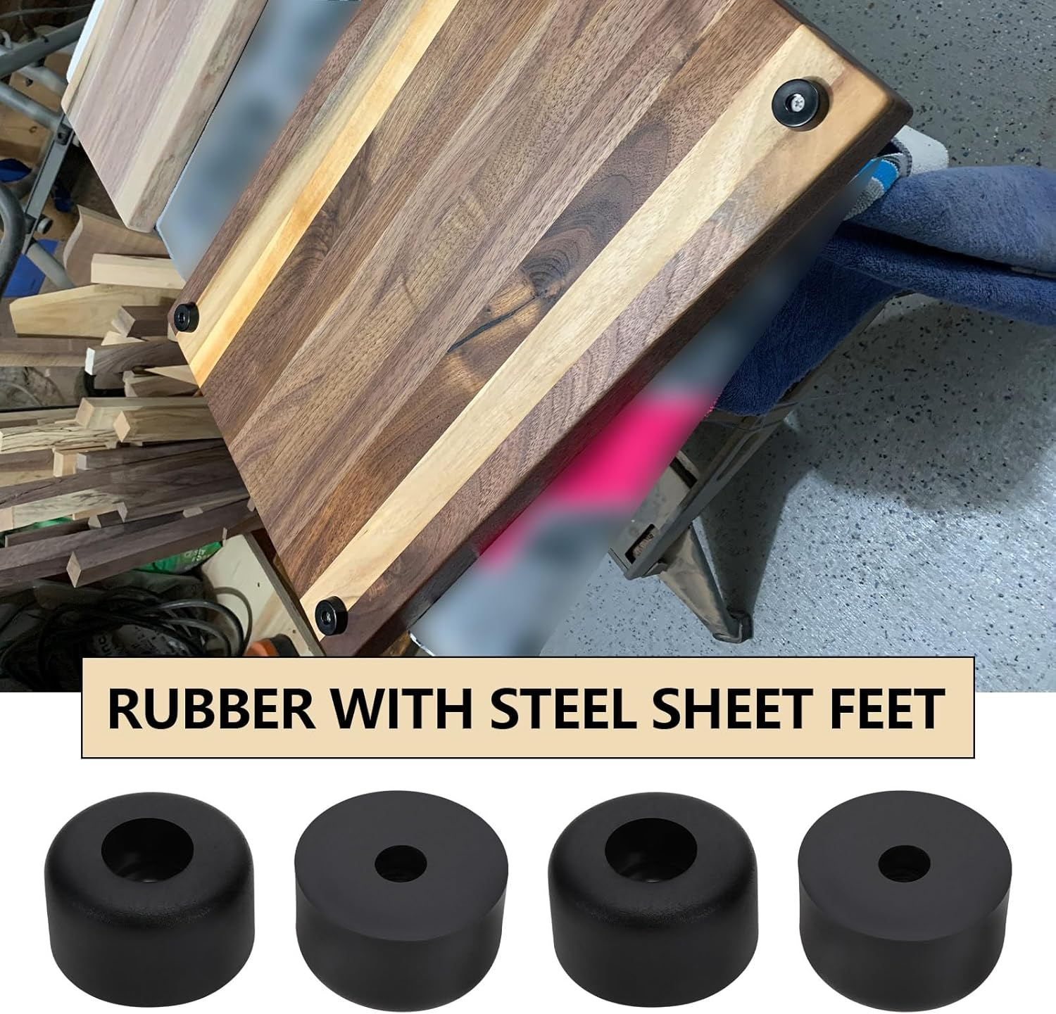 SG Store 16PCS round Black Rubber Speaker Feet with Stainless Washer, 25X15Mm image number 5