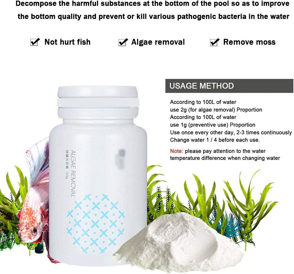 Algae Repellent Agent, Moss Remover,Aquarium Fish Tank Cleaning Powder,Sludge Destroyer Pond Cleaner. image number 2