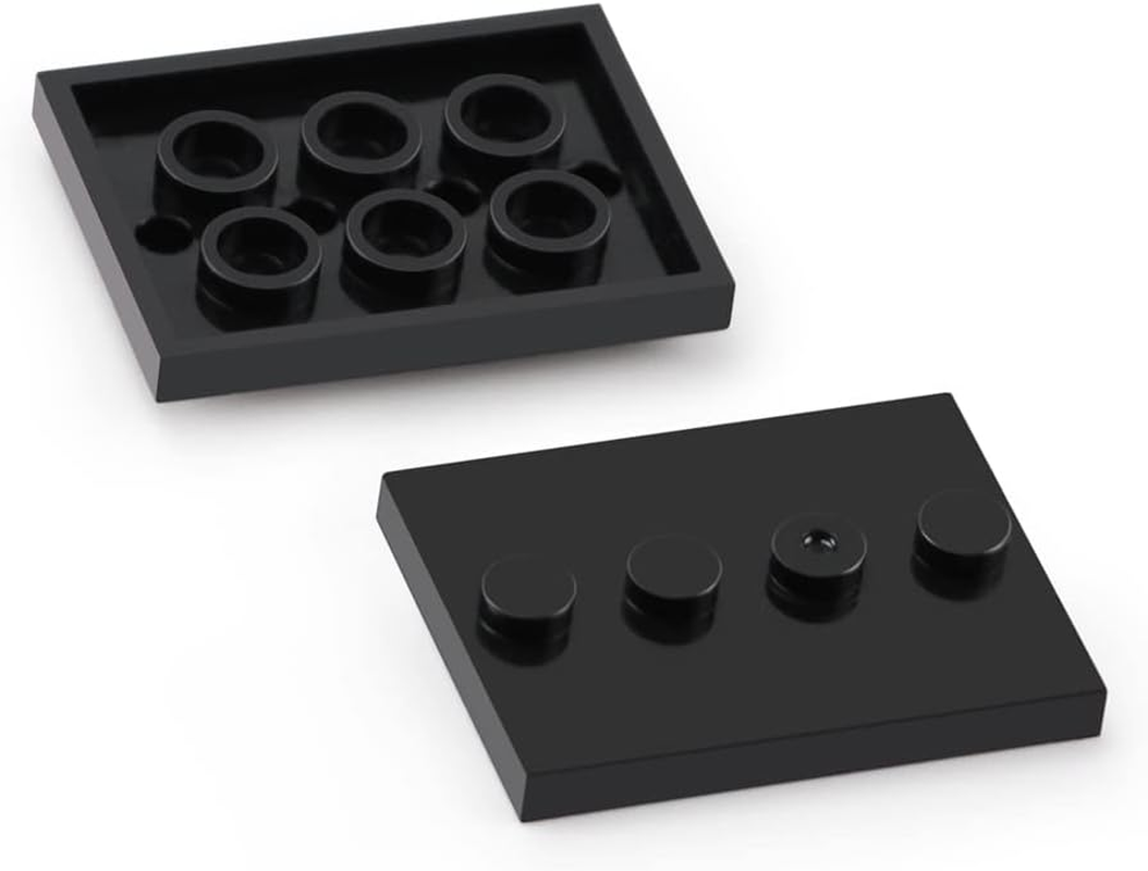 120 Pieces Black Plates Modified 3" X 4" with 4 Center Studs Compatible with Figure Display Base Collector Series Pack Set 88646