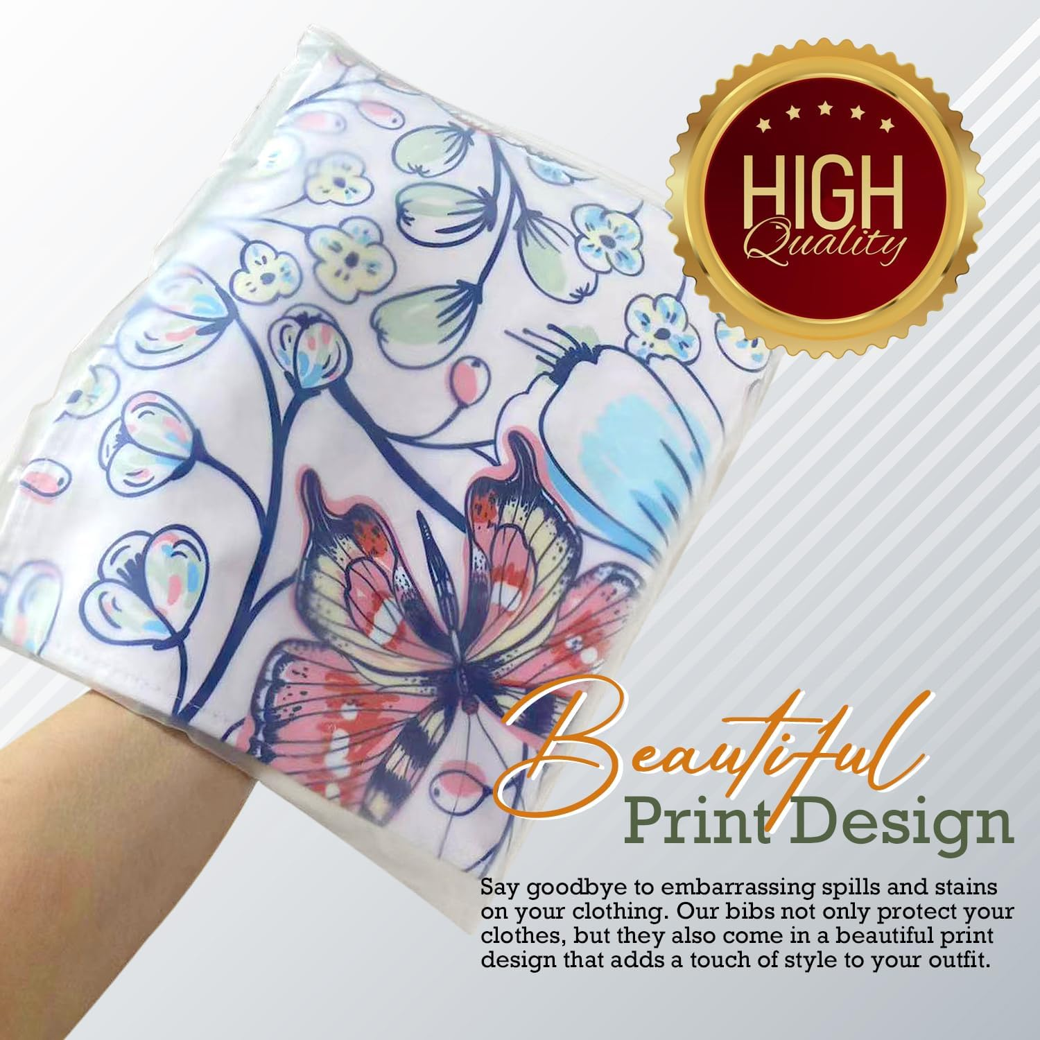 Dignity Bib &ndash; Adult Bibs for Elderly Men & Women&ndash; Washable 100% Microsuede Fabric &ndash; Elegant, Soft &ndash; Perfect for Dining &ndash; Snap Closure &ndash; Water and Stain Resistant image number 4