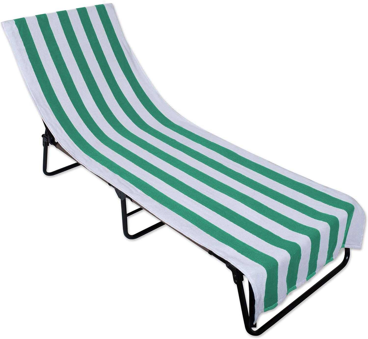 J & M Home Fashions Stripe Beach Lounge Chair Towel with Fitted Top Pocket, 26X82, Stone