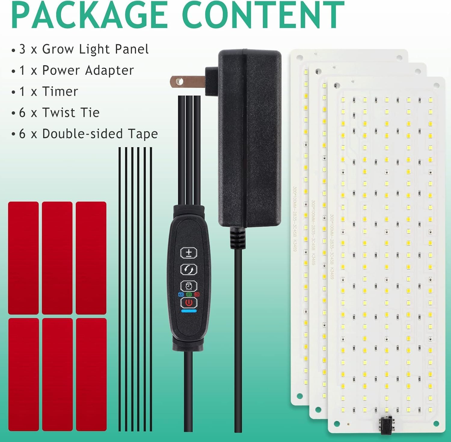 Plant Grow Light, Full Spectrum Grow Light for Indoor Plants, 405 Leds Growing Lamp with Auto On/Off Timer 3/9/12H, 3 Lighting Modes, 10 Dimmable Levels, Suitable for Plant Growth 3 Pack