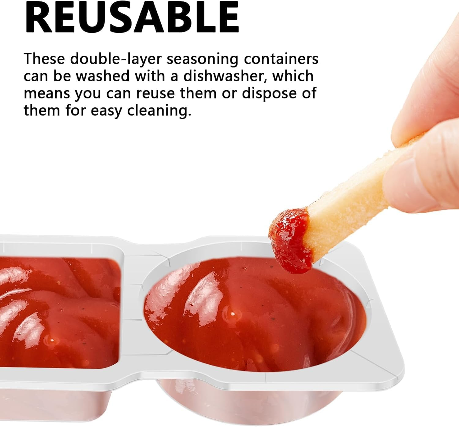 40PCS Double Compartment Condiment Container, Reusable Condiment Containers with Lids Snack and Dip Container Great for Takeaway Sauces, Dips and Travelling Snacks image number 1