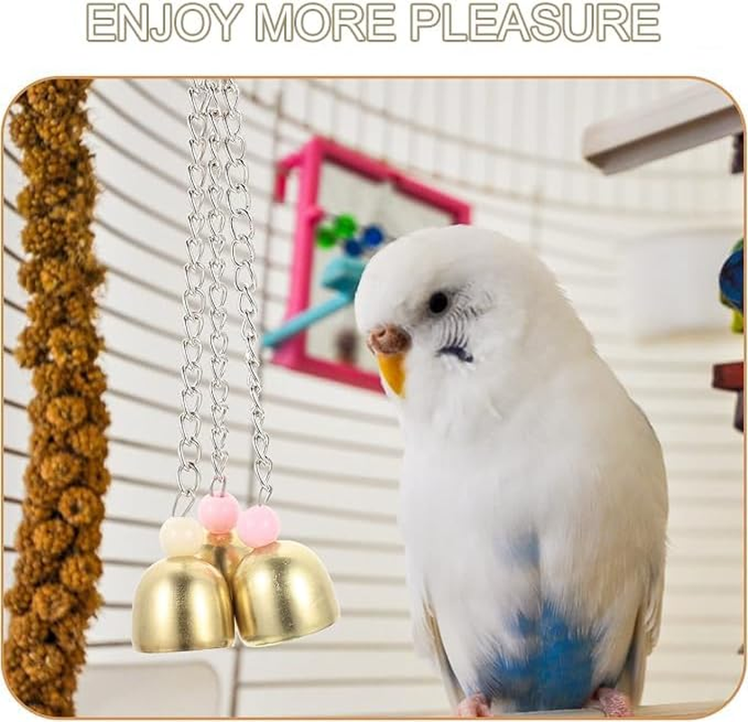 3PCS Stainless Steel Pet Parrot Bell Toy for Bird Parrot Parakeets Hanging Small Bird Toys Hanging Bell Ornaments image number 6