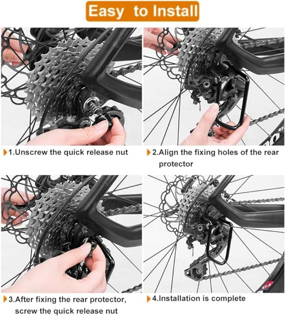 3Pcs Bicycle Rear Derailleur Protector, Steel Derailleur Guard, Bike Rear Derailleur Hanger Rear Gear Protector,Chain Stay Guard for Outdoor Mountain Road Cycling, Bike,Black Derailleur Guard, 150 Mm image number 5