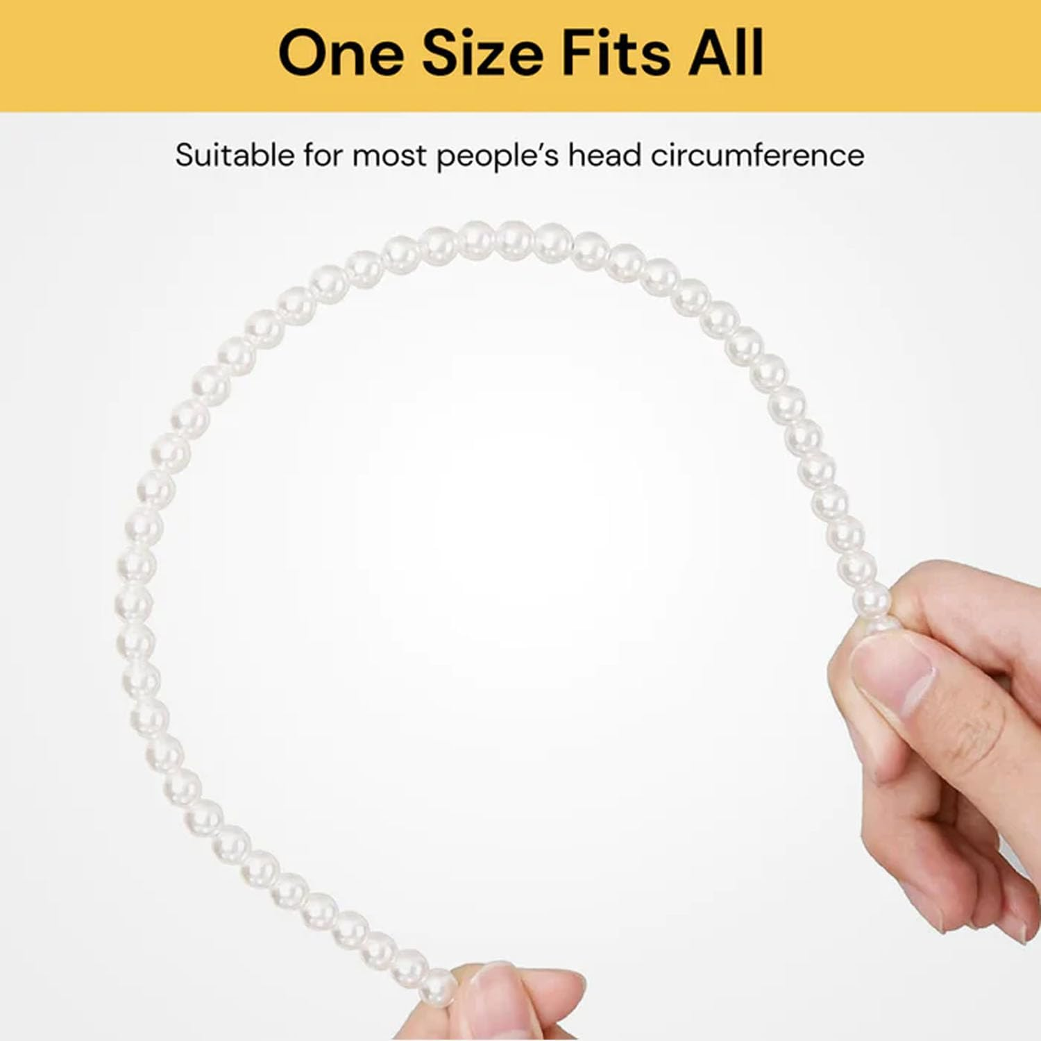 EZONEDEAL Pearl Headbands for Women, White Headband Rhinestones Hairbands Beaded Headband Hair Hoop Wedding Headband, Pearl Hair Loop Bands, Bridal Hairband for Wedding, Pearl Hair Accessories(C) image number 4