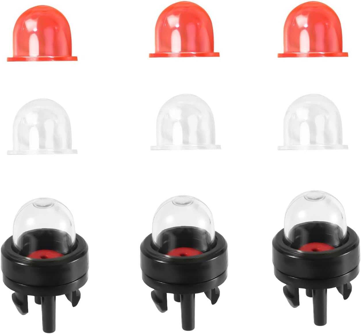 9Pcs 188-512-1 Snap-In Carburetor Primer Bulb Pump and Primer Bulb Replacement, for Small Engines Poulan Echo Ryobi Homelite Bolens for Husqvarna Craftsman Chainsaw Walbro Trimmer(Clear+Red) image number 6