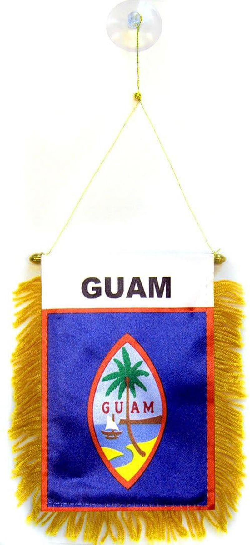 Guam Mini Banner 6'' X 4'' - Guamanian Pennant 15 X 10 Cm - Mini Banners 4X6 Inch Suction Cup Hanger - AZ FLAG