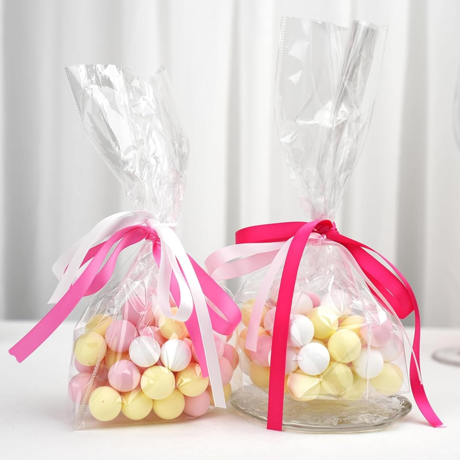 Tehttz 6 Rolls 25 Yard Pink Satin Ribbon, 1Cm Wide Craft Fabric Ribbon for Gift Wrapping, Wedding Ribbons for Flower Bouquet Craft Wedding Party Decoration (Total 150 Yard) image number 3