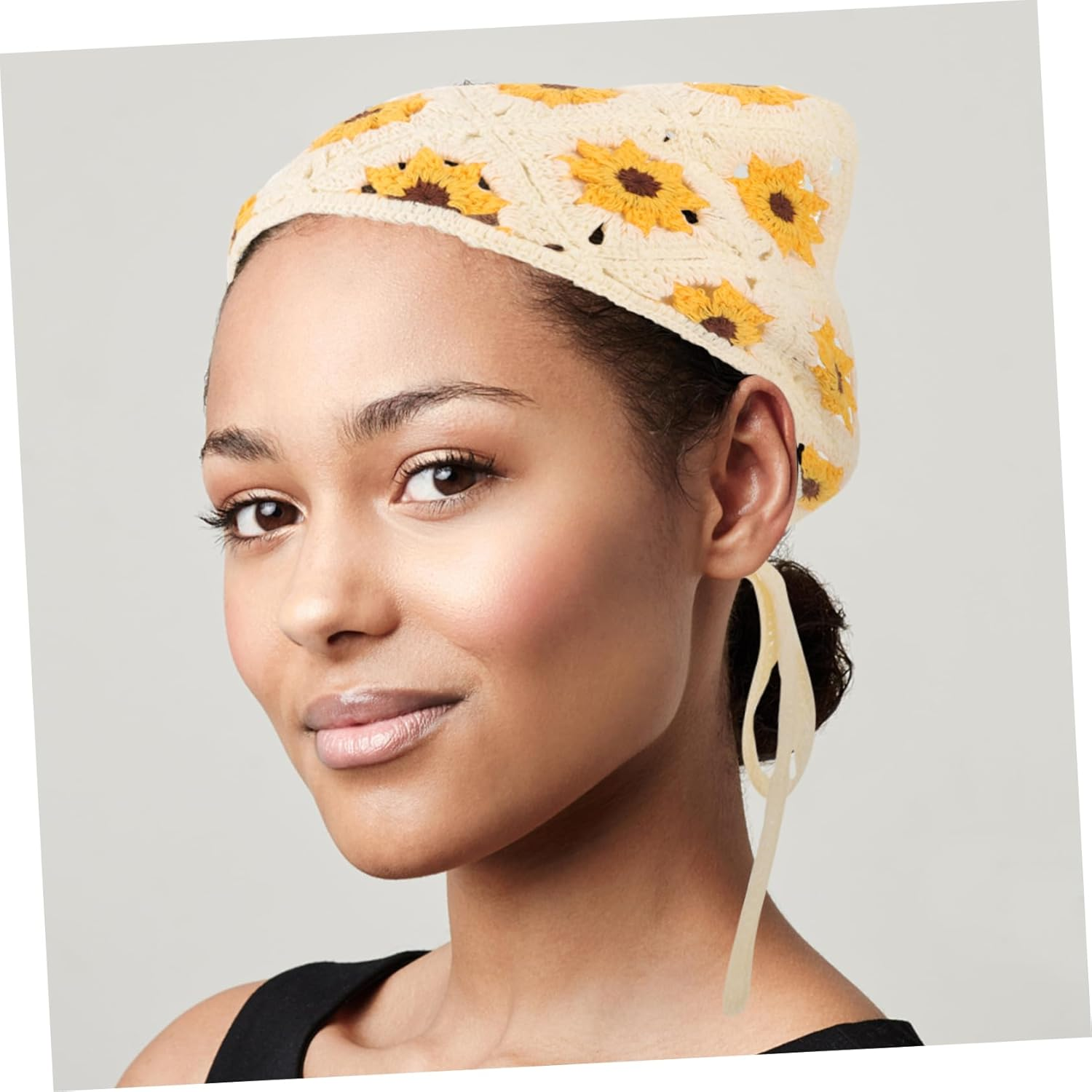 Yardenfun Flower Headscarf Knitted Headband for Women Hairbands Women Flower Head Scarf Cotton Headbands for Floral Crochet Bandana Floral Headbands Satin Lined Turbans for Strap - Green image number 4