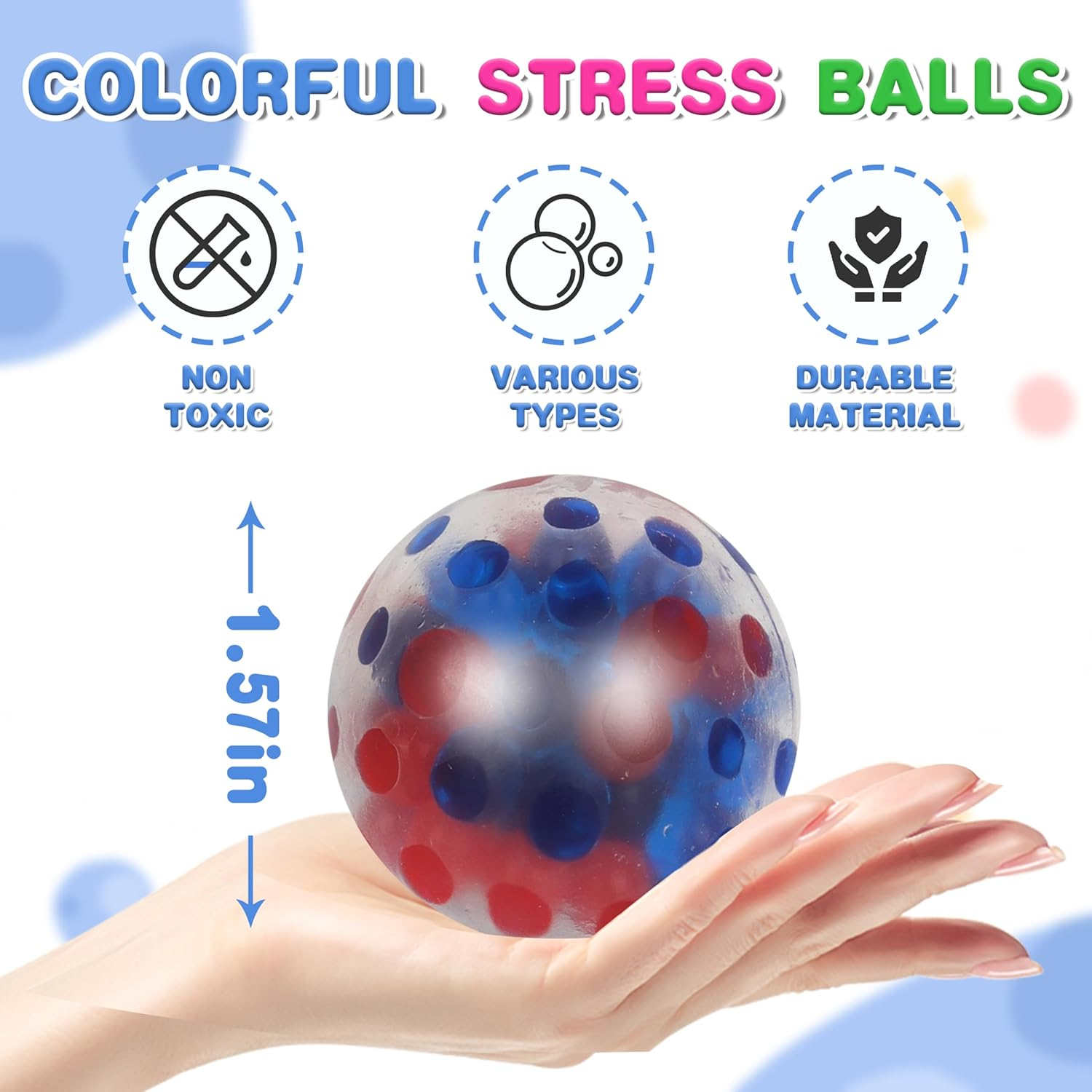 24Pack Stress Balls Bulk for Adults Mini Size, Box Squishy Squeeze Squishies Ball Mini Cute Stress Relief Balls Toys, Party Favors, Birthday Gift, Goodie Bag Stuffers