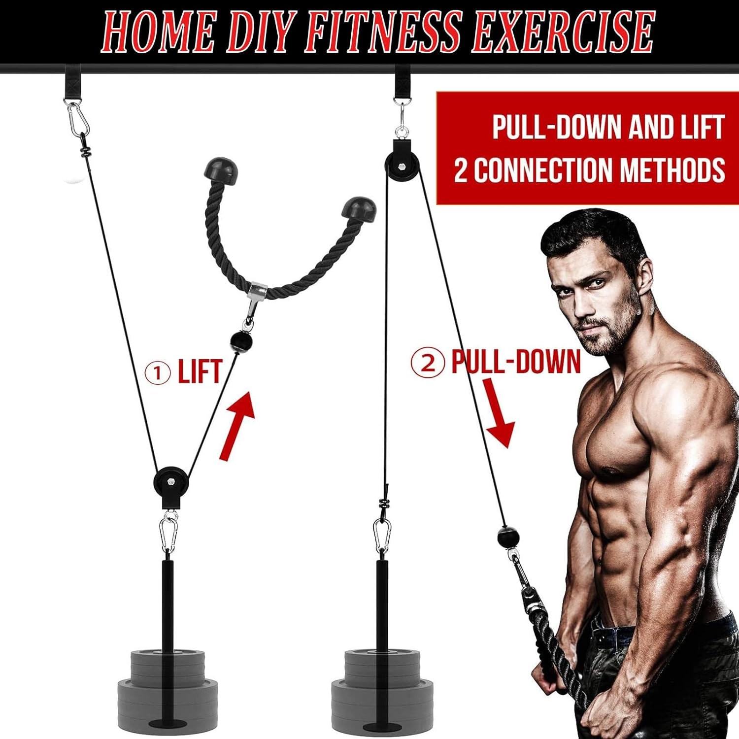 Taeku Pulley Cable Machine Men Women Professional Muscle Strength Fitness Equipment Forearm Wrist Roller Training for LAT Pulldowns, Biceps Curl, Triceps Extensions Workout image number 6