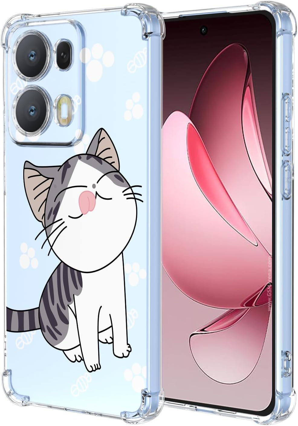 XINYEXIN Clear Case for Oppo Reno 13 Pro 5G Cute Kitten Pattern Design Slim Shockproof Transparent Soft TPU Bumper Case Protective Cover - Cat