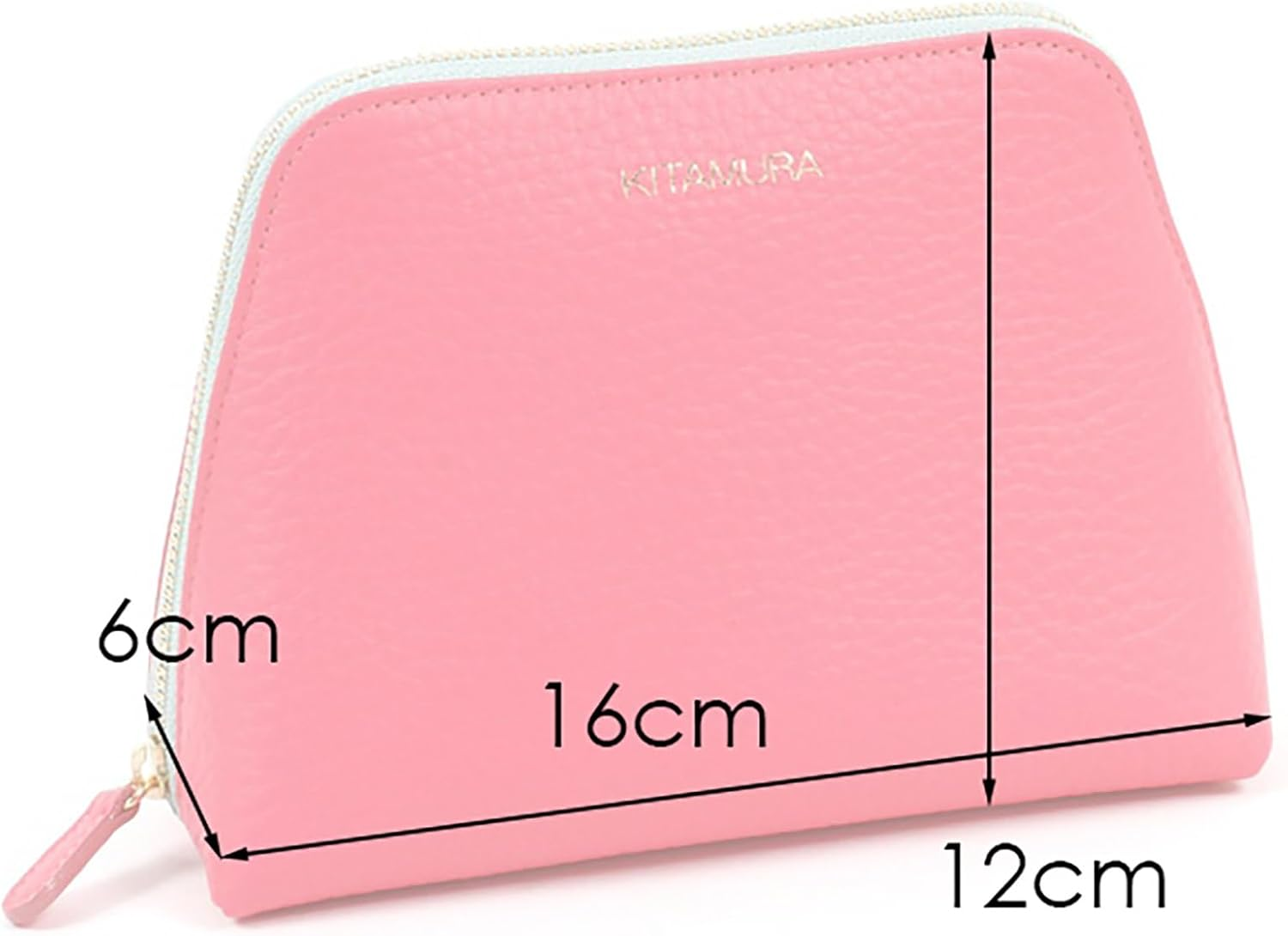 Kitamura PH0775 Cowhide Large Pouch - Beige/Ice Blue 50211 image number 1