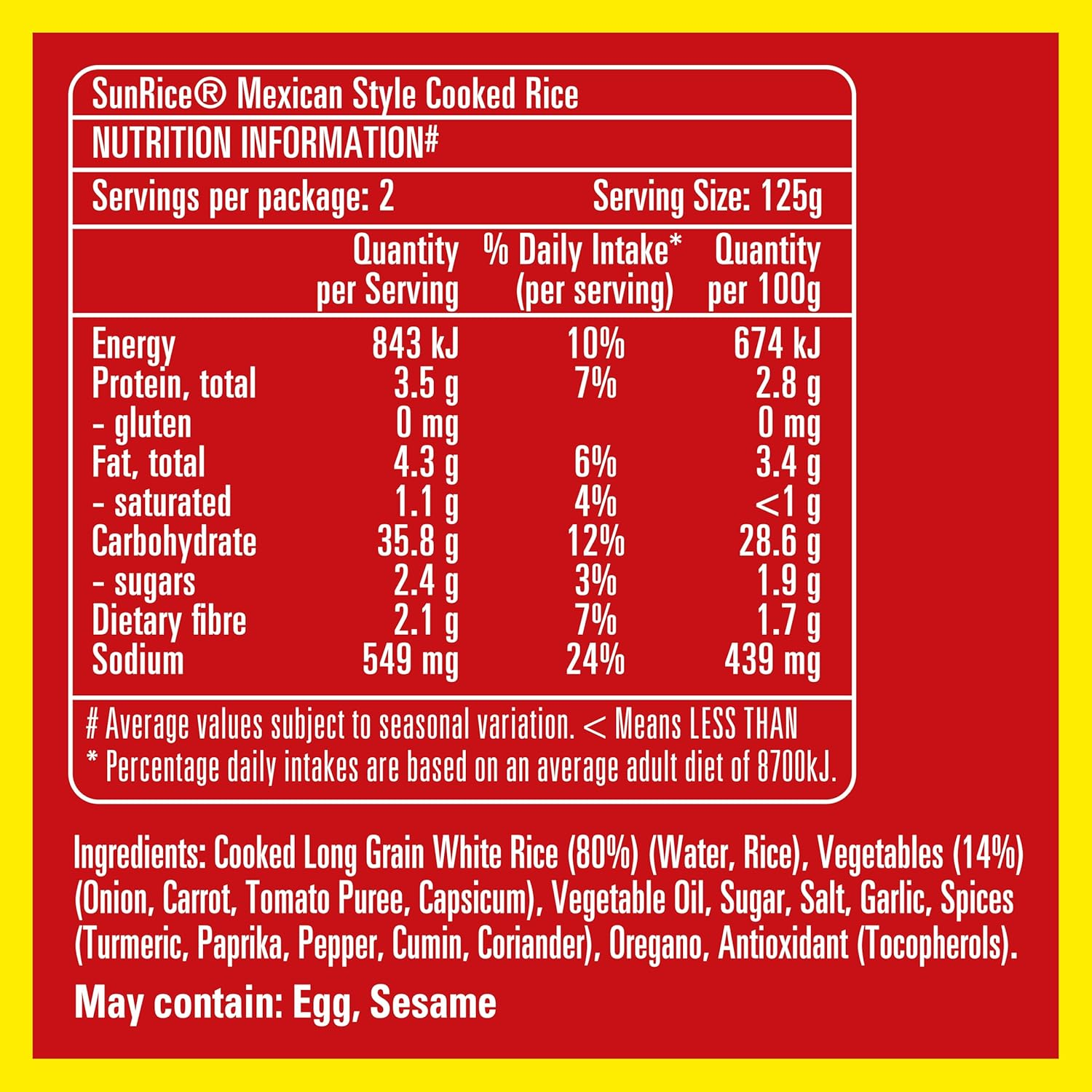 Sunrice Microwave Mexican Flavoured Rice Cups 6X 2X125G image number 1