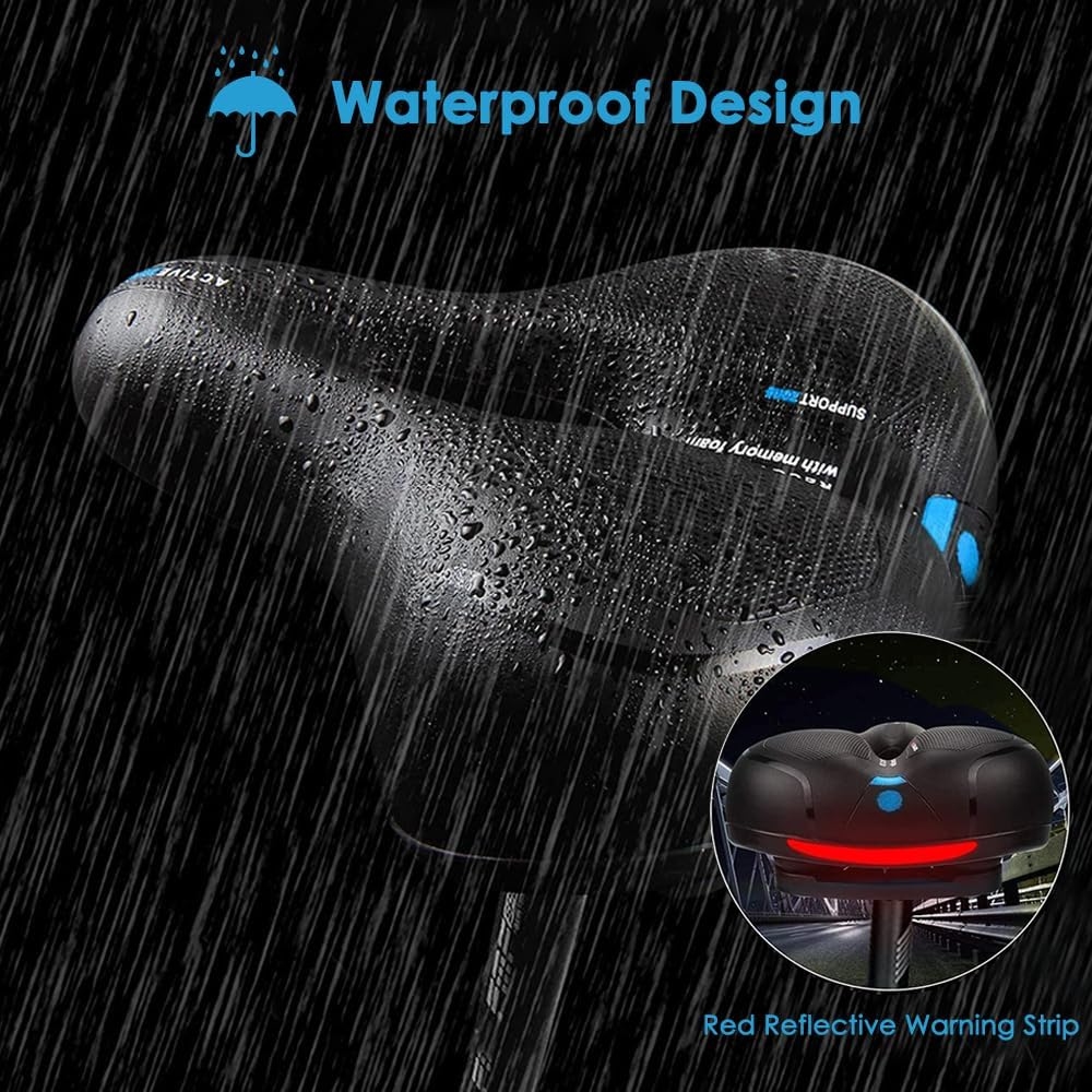 WOTOW Comfort Bike Seat, Replacement Soft Padded Bicycle Saddle High Density Memory Foam Double Shock Absorbing Rubber Suspension Universal Fit for Women'S Men'S Bikes image number 5