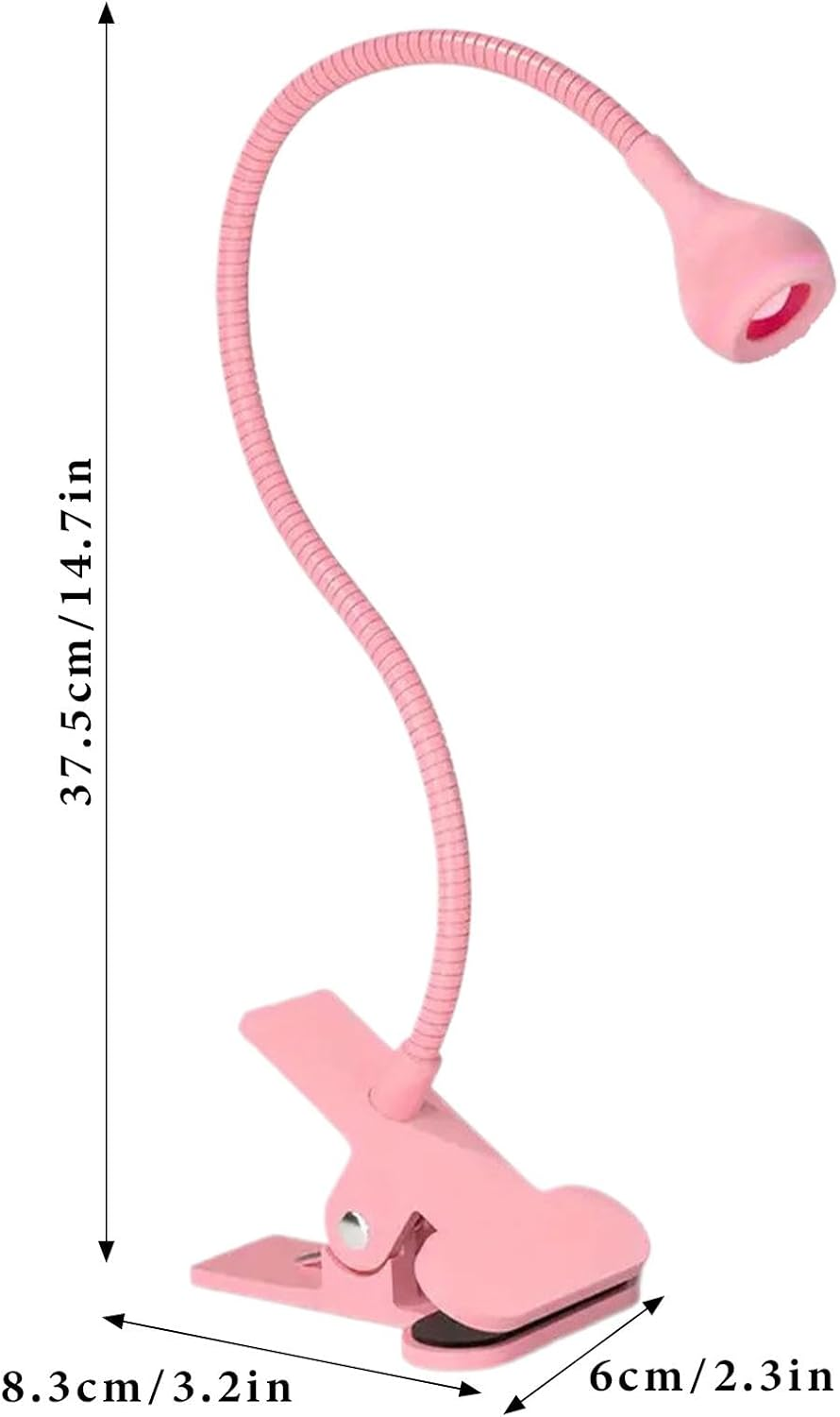 Gooseneck UV Lamp | Gooseneck LED Nail Light for Gel Nails, Clamp on Nail Lamp - USB Manicure Dryer Nail Accessories for Women Girls, Home Salon Use - Pink image number 2