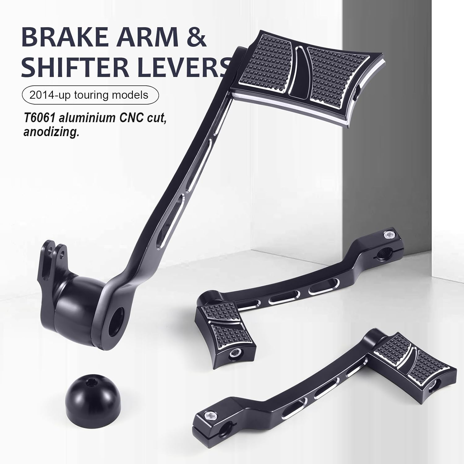 Black Rider Road Glide Floorboards Street Glide Ultra FLTRU Gear Brake Shifter Levers Electra Glide Foot Boards Roadking FLHR 2014-2023 image number 5