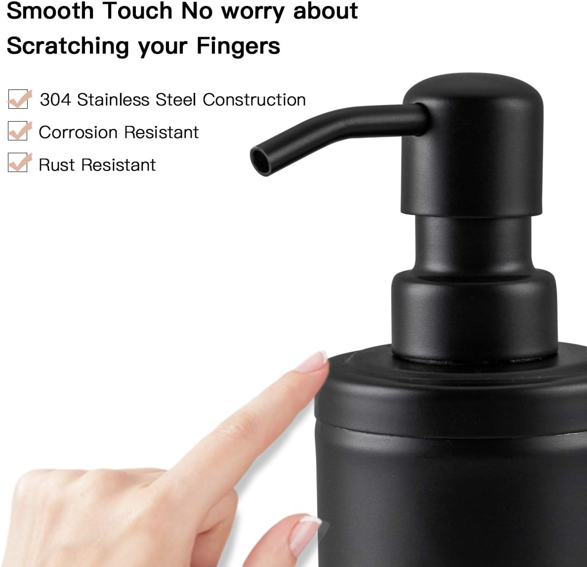 GAPPO Matte Black Soap Dispenser Stainless Steel Metal Pump Hand Lotion Bottle for Bathroom, Bedroom and Kitchen image number 3