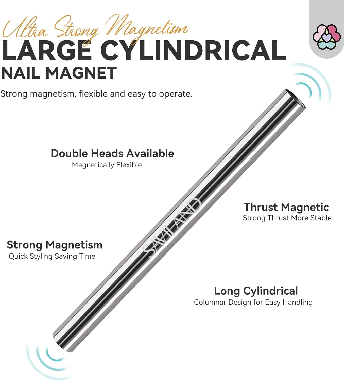 SAVILAND 6 PCS Cat Eye Magnet for Nails: Cat Eye Gel Nail Polish Magnet Multi-Functional Double-Head Nail Magnetic Wands Cat Eye Nail Magnets Sticks Heart Elongated Cylindrical Thickened Nail Art Tool image number 4