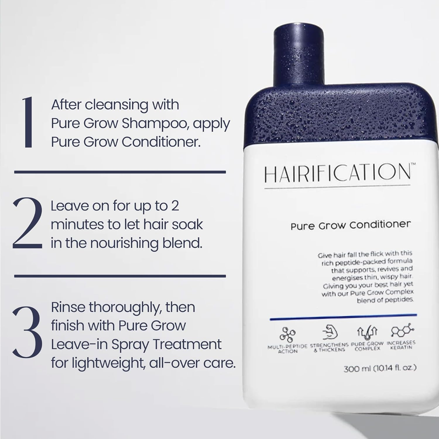 Hairification Pure Grow Conditioner for Thinning or Fine Hair, Supports Healthier-Looking, Stronger-Feeling Hair, 300Ml image number 5