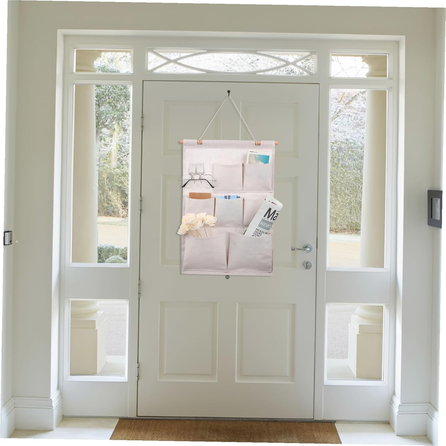 COMPUKAS Multi-Pocket Hanging Wall Organizer Bag Large Capacity Storage for Bedroom Door Wall Space-Saving Hanging Closet Organizer for Home Office Dorm Easy Installation for Items Sorting image number 3