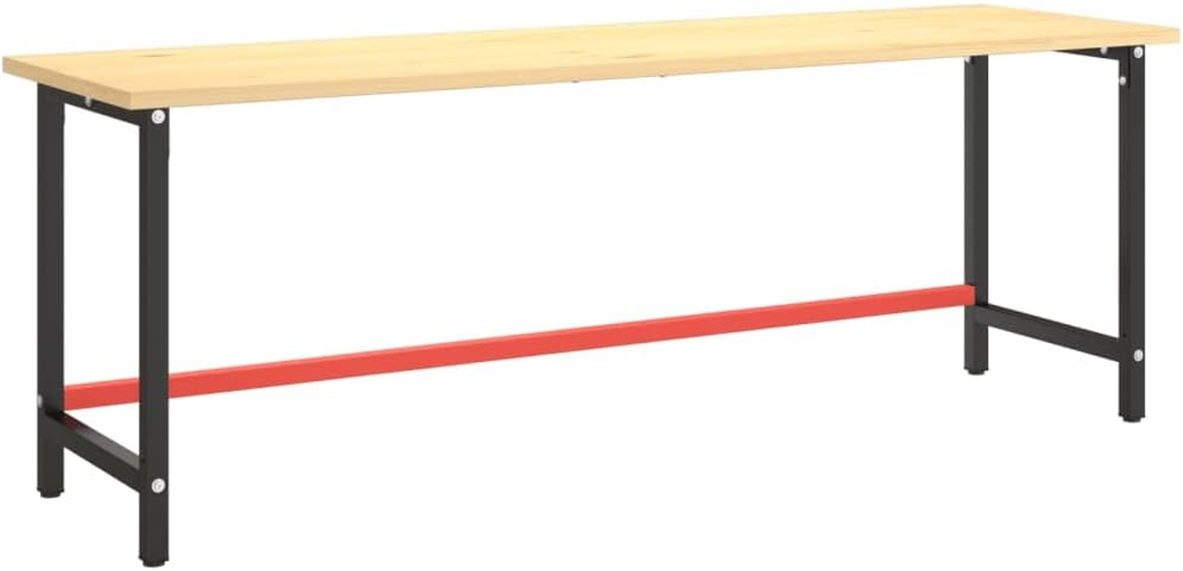 Vidaxl Heavy-Duty Metal Work Bench Frame - Matte Black and Red, Durable Powder-Coated with Reinforced Bar, Easy Assembly, 220X57X79 Cm. image number 6