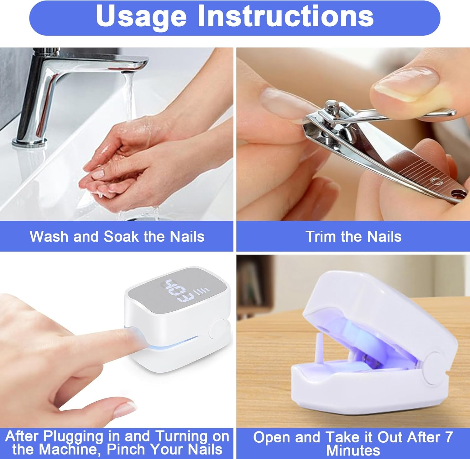 Upgrade Nail Fungus Laser Device, Nail Fungus Treatment Quick Intense for Multiple Toenails & Fingernails, 470Nm Blue Light Painless Laser Nail Fungus Treatment for Toenail, Restore Healthy Nails image number 6