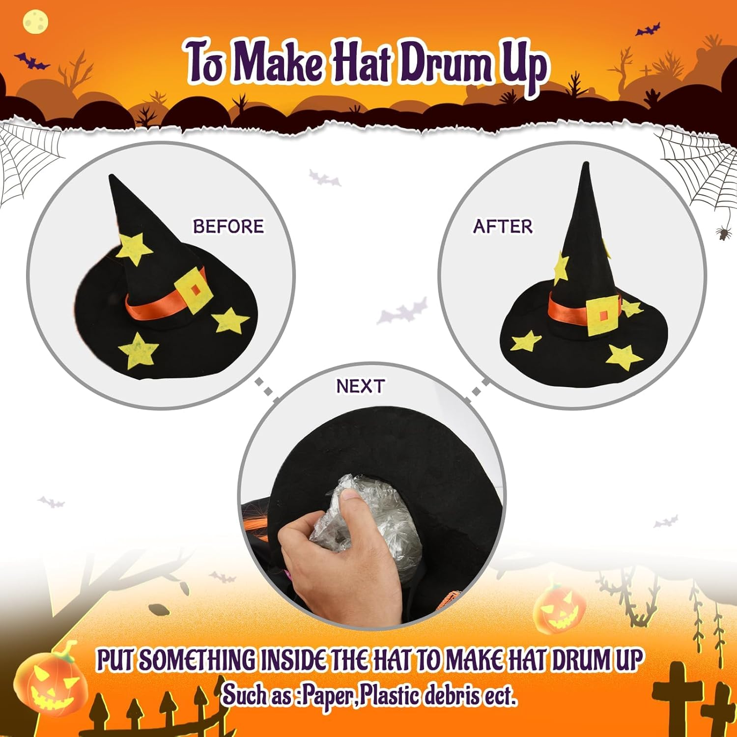 ZATMRA Crashing Witch Halloween Decorations Outdoor: Halloween Crashed Witch into Tree Hanging Props outside Ornaments Halloween Funny Cute Flying Crashed Witches for Door Porch Pole Garden Yard Decor image number 6